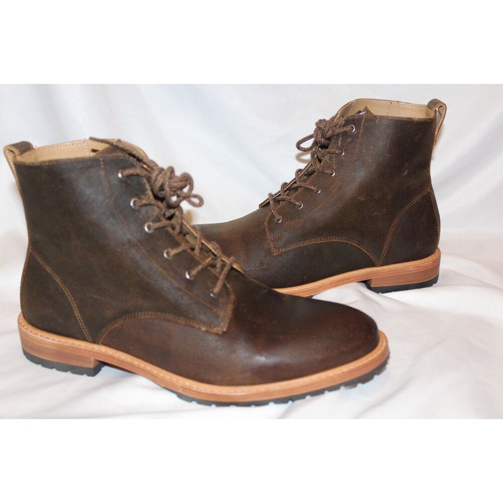 NISOLO MEN'S ALL WEATHER MARTIN SUEDE BOOTS WAXED BROWN $280 NWOB